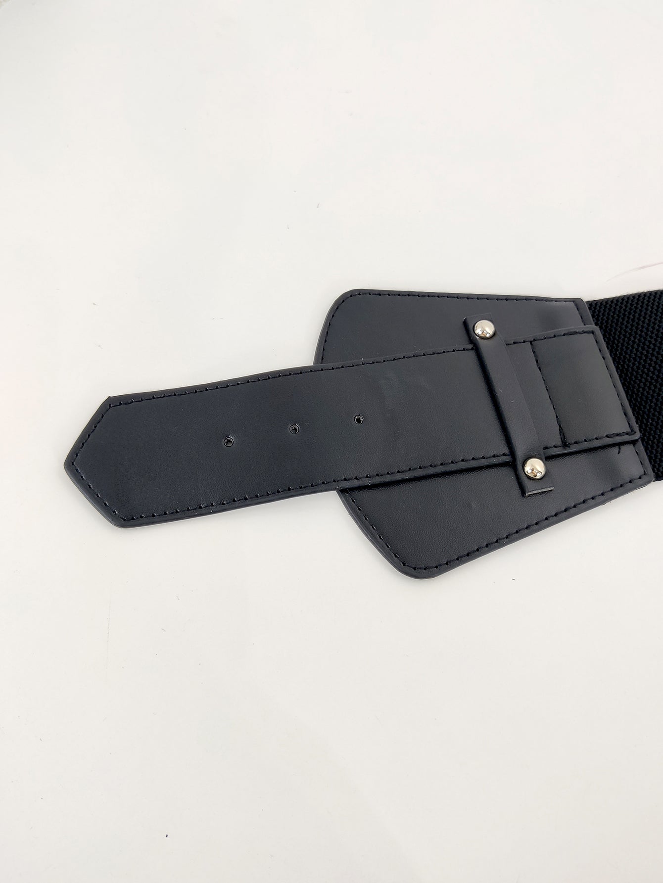 Women’s Wide Stretch Corset Belt – Elastic Cummerbund Waist Cincher with Round Buckle, PU Leather Panels, Adjustable Plus Size Dress Belt