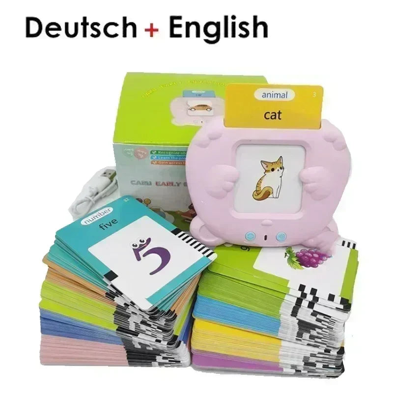 Kids Talking Flash Cards Learning Machine - Interactive Language Learning Toy for English, Spanish, French & German | Educational Audio Book for Toddlers & Kindergarten