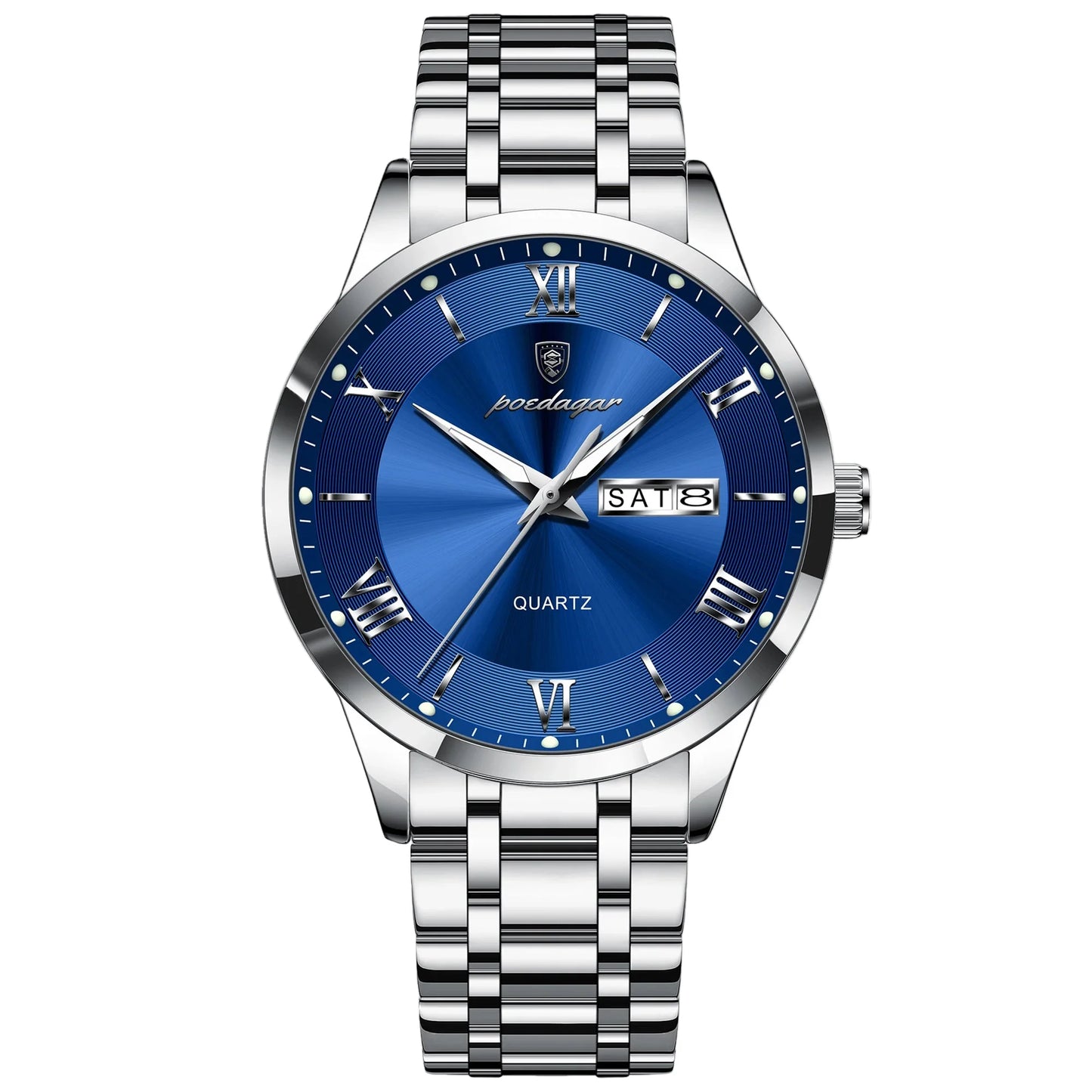 Luxury Fashion Men Clock Waterproof Luminous Week Date Sports Man Wristwatch Stainless Steel Men's Quartz Watches Reloj