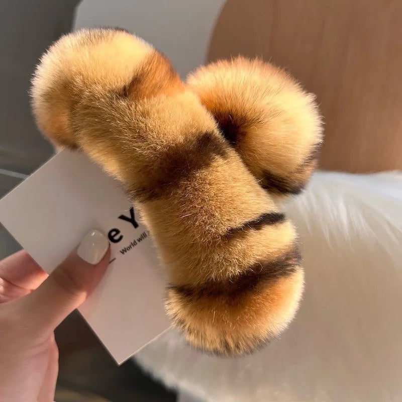 Winter Oversized Faux Fur Big Crab Hair Clip Cute Plush Ponytail For Women