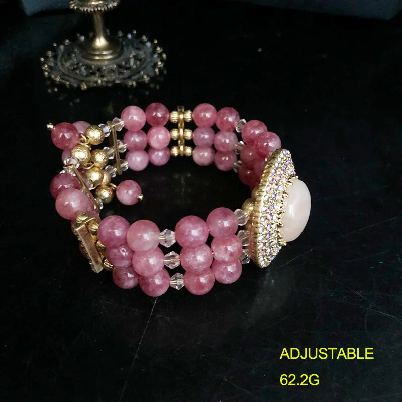 Natural grandmother green strawberry crystal beads rhinestone necklace earrings bracelet luxury exquisite women wedding jewelry