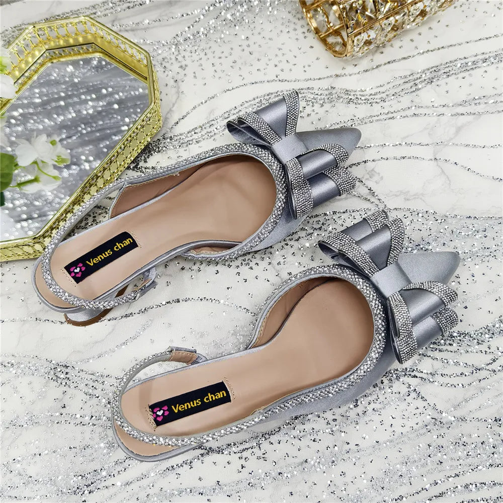 New Arrival Elegant African Party High-heeled Shoes Chain Decoration Trendy Women's Sandals Nigerian Women Wedding Pumps