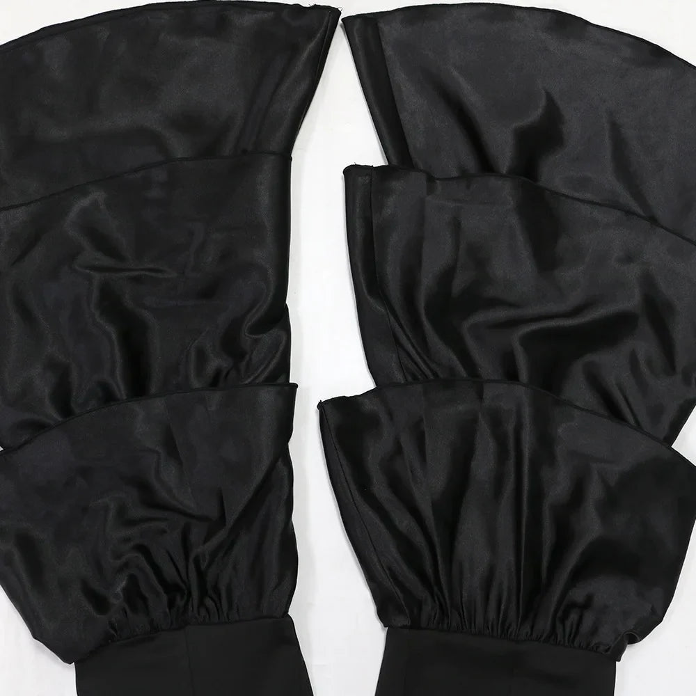 Jumpsuits Strapless Women Sleeveless Sexy Rompers One Piece Overalls Slim Fit Long Pant Ruffles Patchwork Elegant Lady