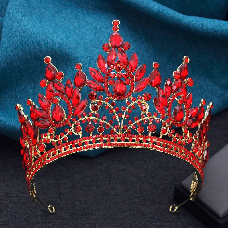 Luxury High Royal Queen Wedding Crown for Women Large Lime Green Crystal Banquet Tiaras Party Costume Hair Jewelry Accessories