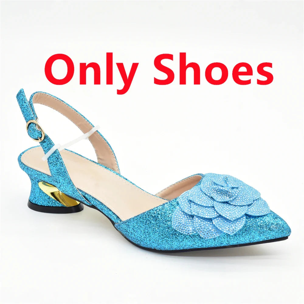 Women's Shoe and Bag Set Latest Luxury Italian Rhinstone Design for Wedding and Party