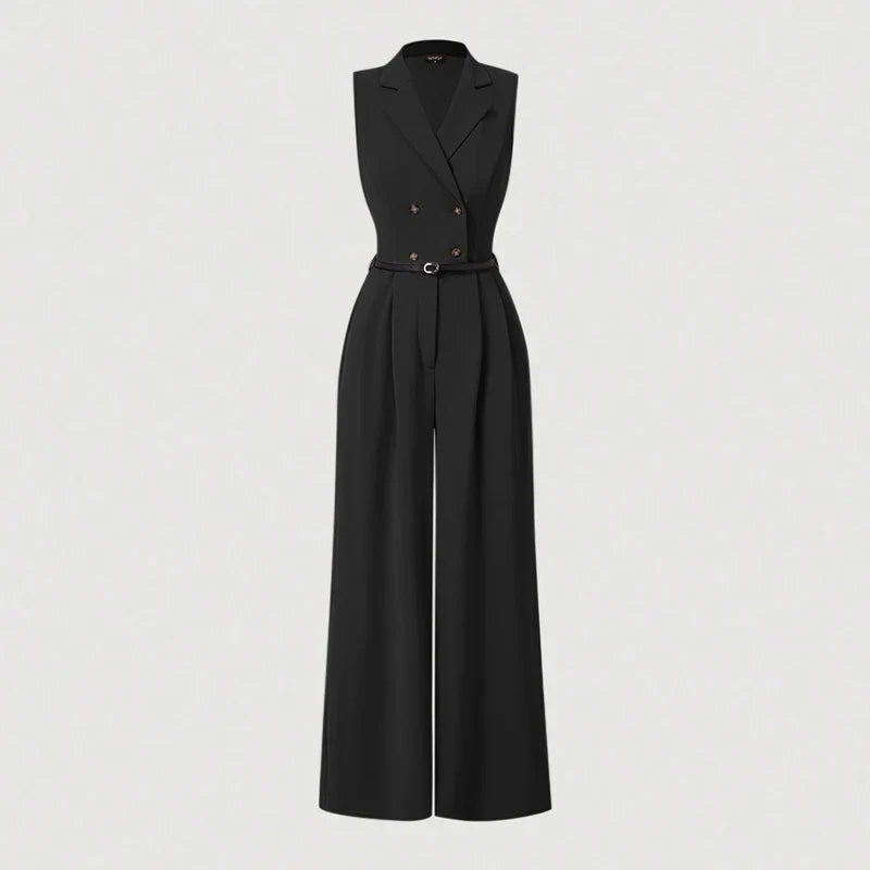 Plus Size 5XL VONDA Elegant Women Jumpsuits Sleeveless Playsuits Solid Color Rompers 2024 Casual Lapel Collar Wide Leg Bottoms