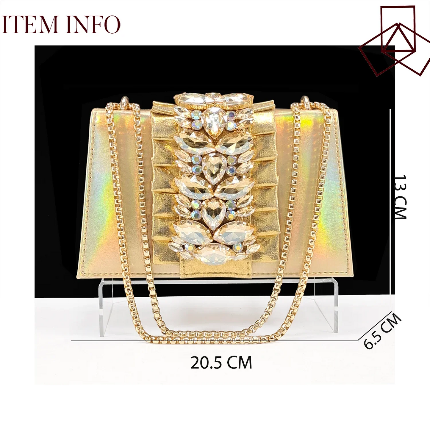 Queena Yan Spot goods INS Gold Color Elegant Women Heels Shoes and Bag Set Decoration Rhinestones Women High Heels Shoes