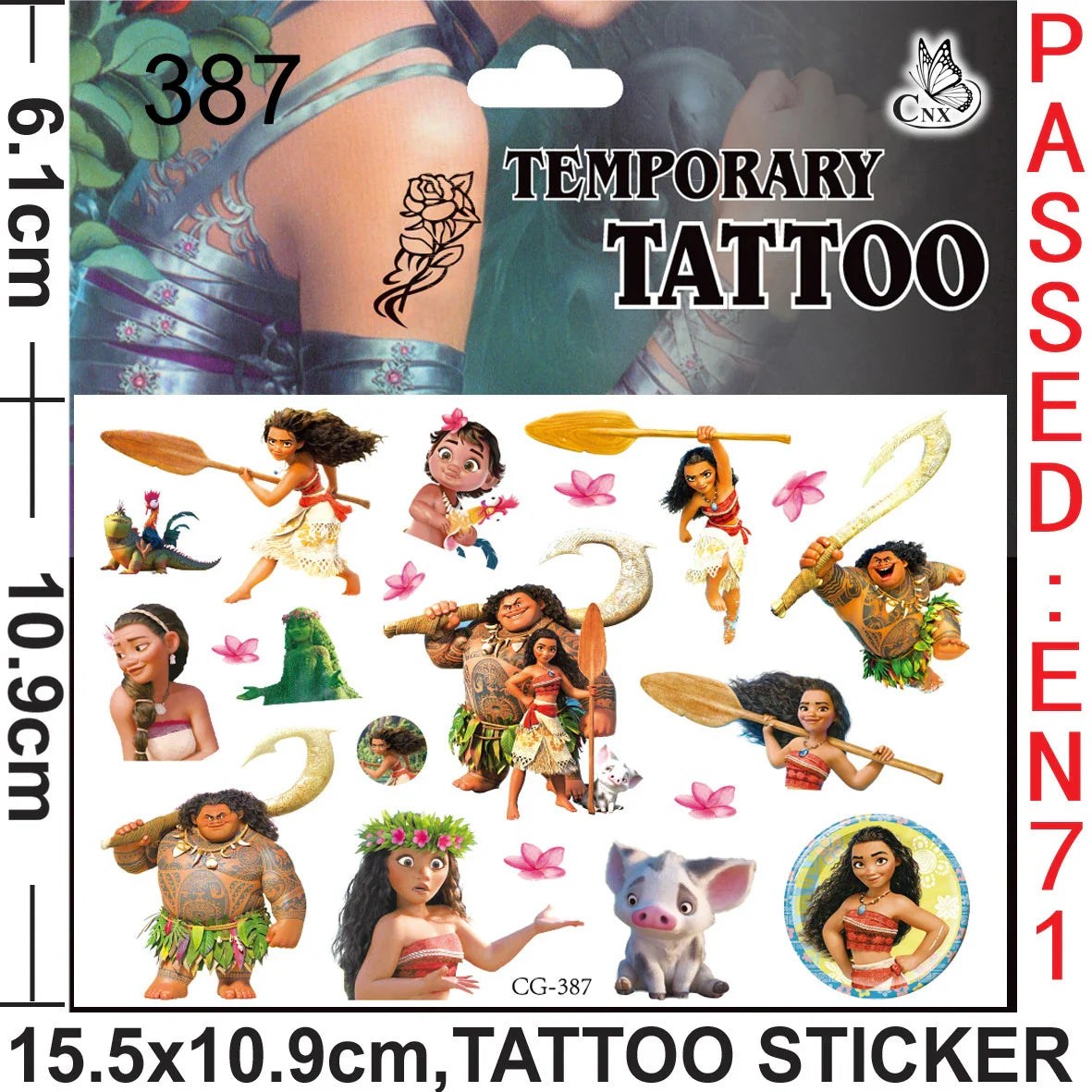 Moana Maui Simea Temporary Tattoo Stickers Party Favors Gifts Goodie Bag Fillers for Kids Birthday Party Supplies Baby Shower