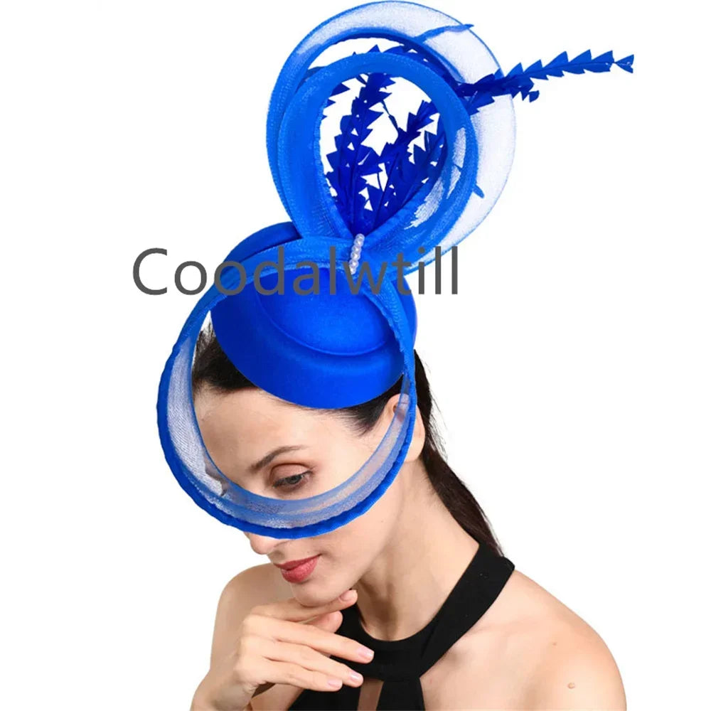 Ladies Royal Ascot Chapeau Cap Wedding Fascinator Hat Headpiece Women Church Party Pillbox With Headband Bride Party Fascinators