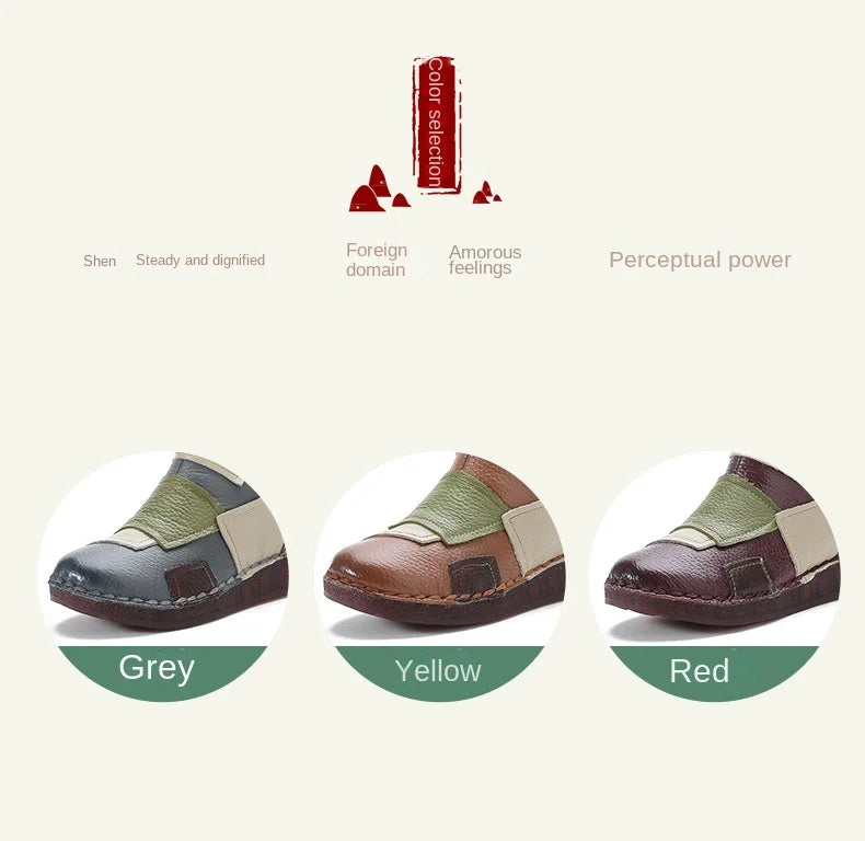Winter Genuine Leather Flat-soled women shoes Casual shoes women Boots Color Matching Short Boots Warm Comfortable Cotton Shoes