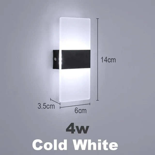 LED Wall Sconce Light Acrylic Bedside Wall Lamp 3-color light