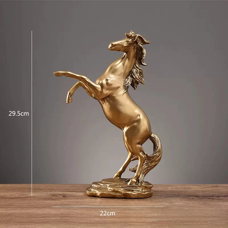 Gold, White, Black Resin Horse Statue