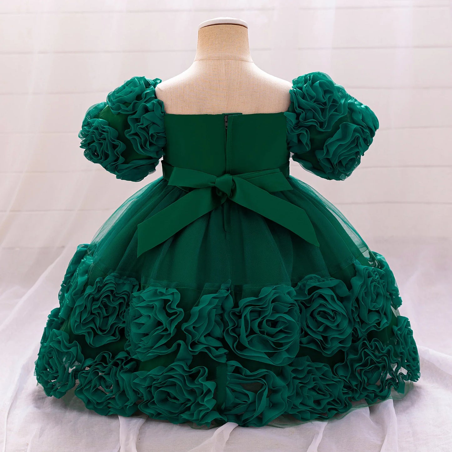 Girls 3D Flower Party Princess Dress for Baby Christmas Gown 1-10 Yrs Birthday Bow Tulle Bridemaid Dresses Wedding Kids Clothing