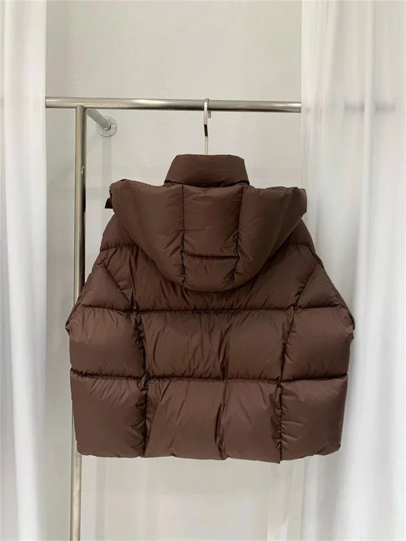 Short Parkas Women Streetwear Cropped Down Coat Korean Sweet Puffer Jacket Winter Solid Casual All Match Cotton Padded Outwear