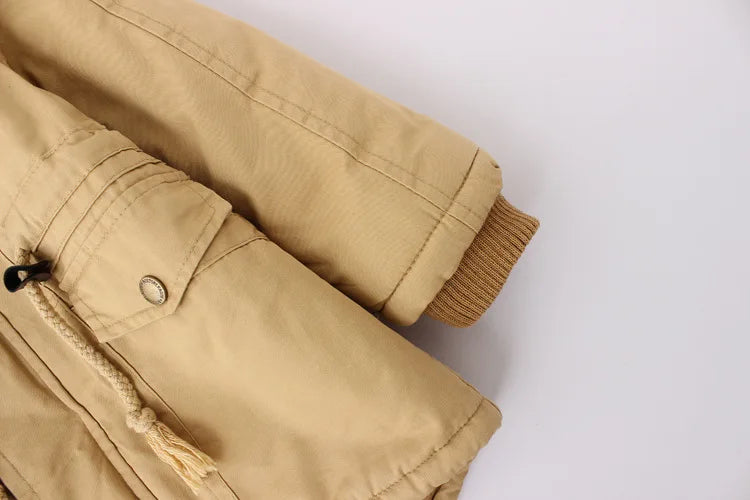 Winter Kids Clothes Plus Velvet Thicken Warm Jacket for Girls Casual Zipper Boys Outerwear Solid Versatile Children's Clothing