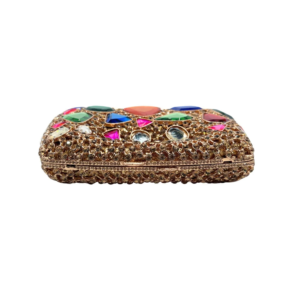 Women's Gold Crystal Clutch Purse