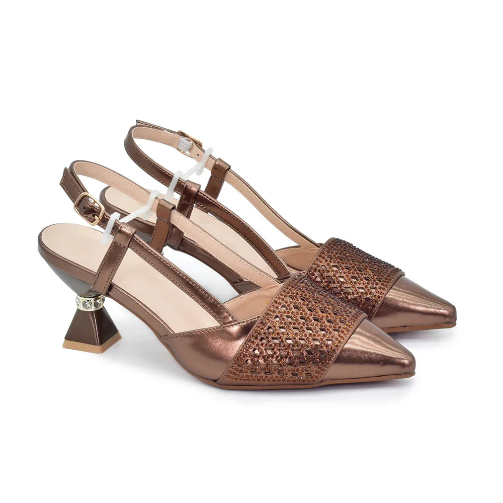 Women's Italian Shoes and Matching Bags Sets Decorated with Rhinestone Fashion