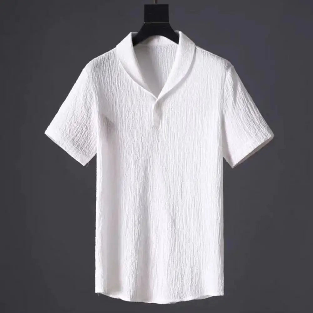 2Pcs/Set Summer Men's Suit Elastic Waistband Pleated Casual Outfit Men Business Short Sleeve Shirts Long Pants Set Male Clothing