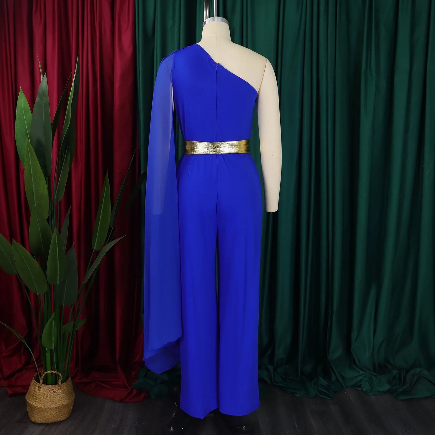 Elegant Jumpsuits & Rompers for Woman One Shoulder Flying Sleeve High Waisted Luxury Birthday Party Dinner Outfits Overalls 2024