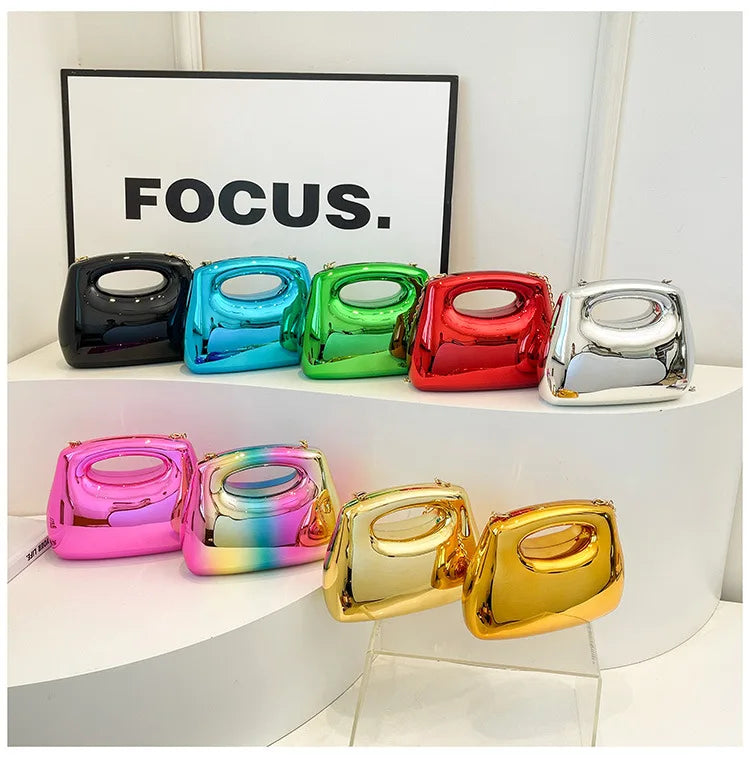 Golden Acrylic Women Hobo Bags Luxury Designer Clear Beach Handbags Dinner Party Wedding Round Top Handle Evening Clutch Purse