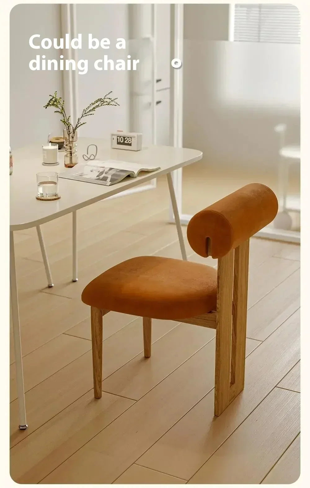 Modern Bouclé Dining Chair with Padded Backrest – Accent Chair