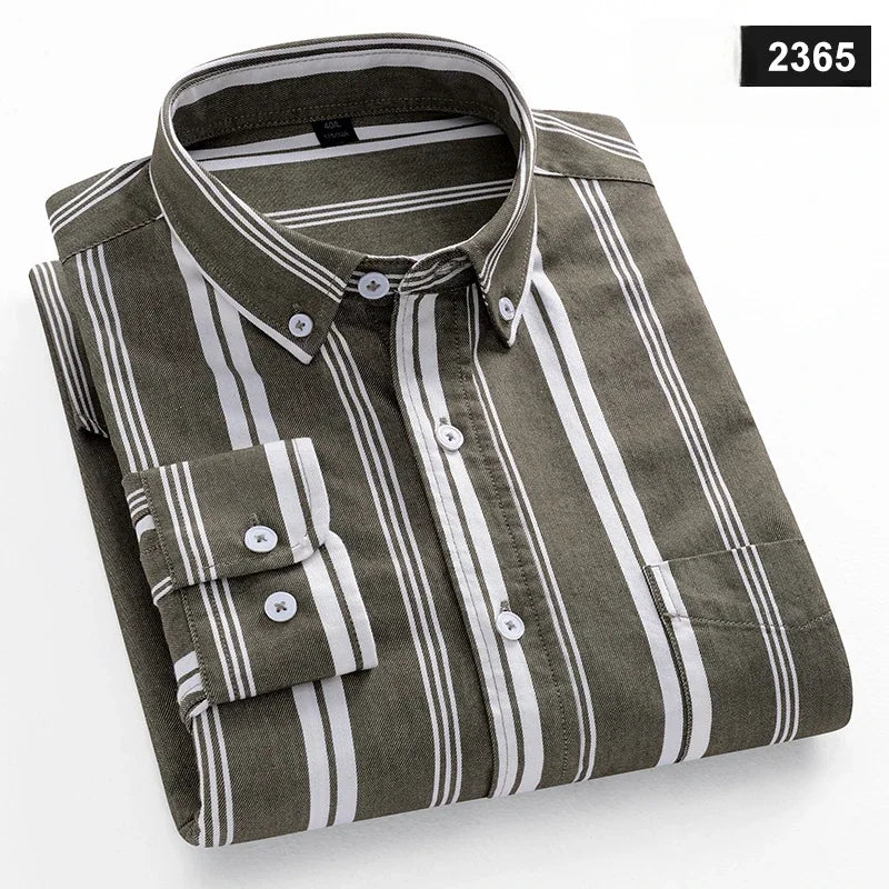 Men's slim fit shirt 100% cotton long-sleeve shirts plaid