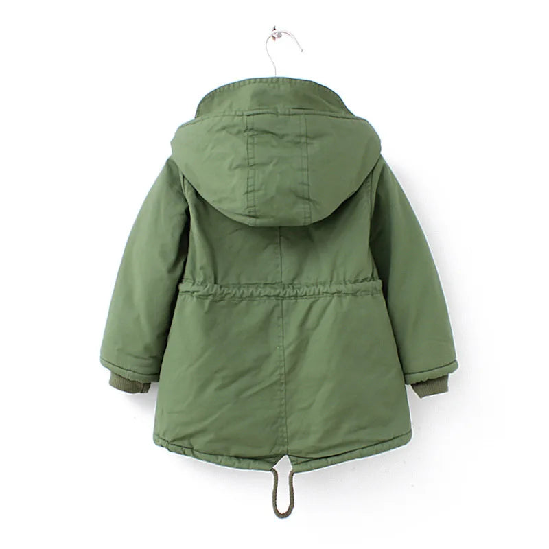 Winter Kids Clothes Plus Velvet Thicken Warm Jacket for Girls Casual Zipper Boys Outerwear Solid Versatile Children's Clothing