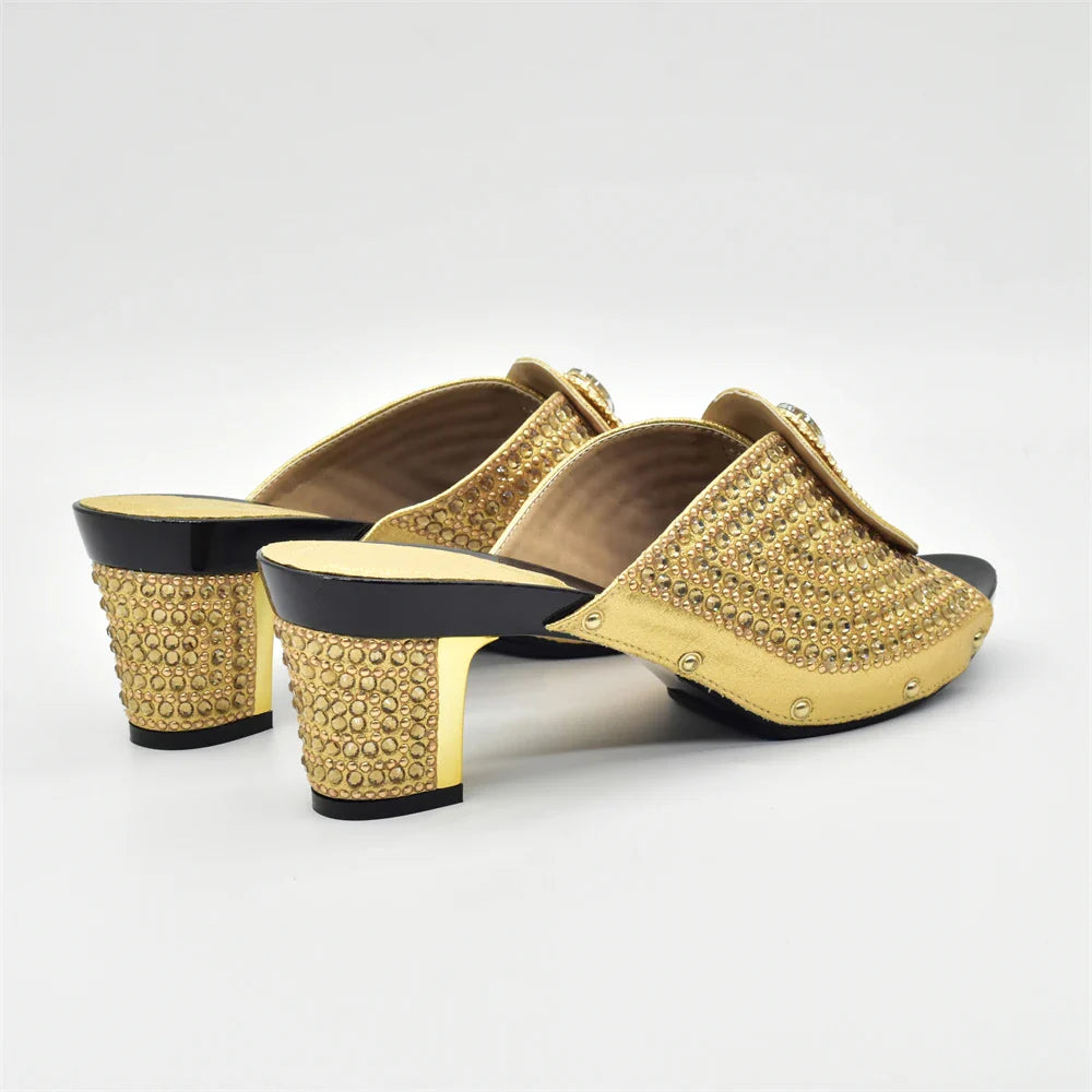 Italian Ladies Shoes and Bags To Match Set Decorated with Rhinestone Plus Size Shoes Women Heel Women Shoes and Bag Set In Italy