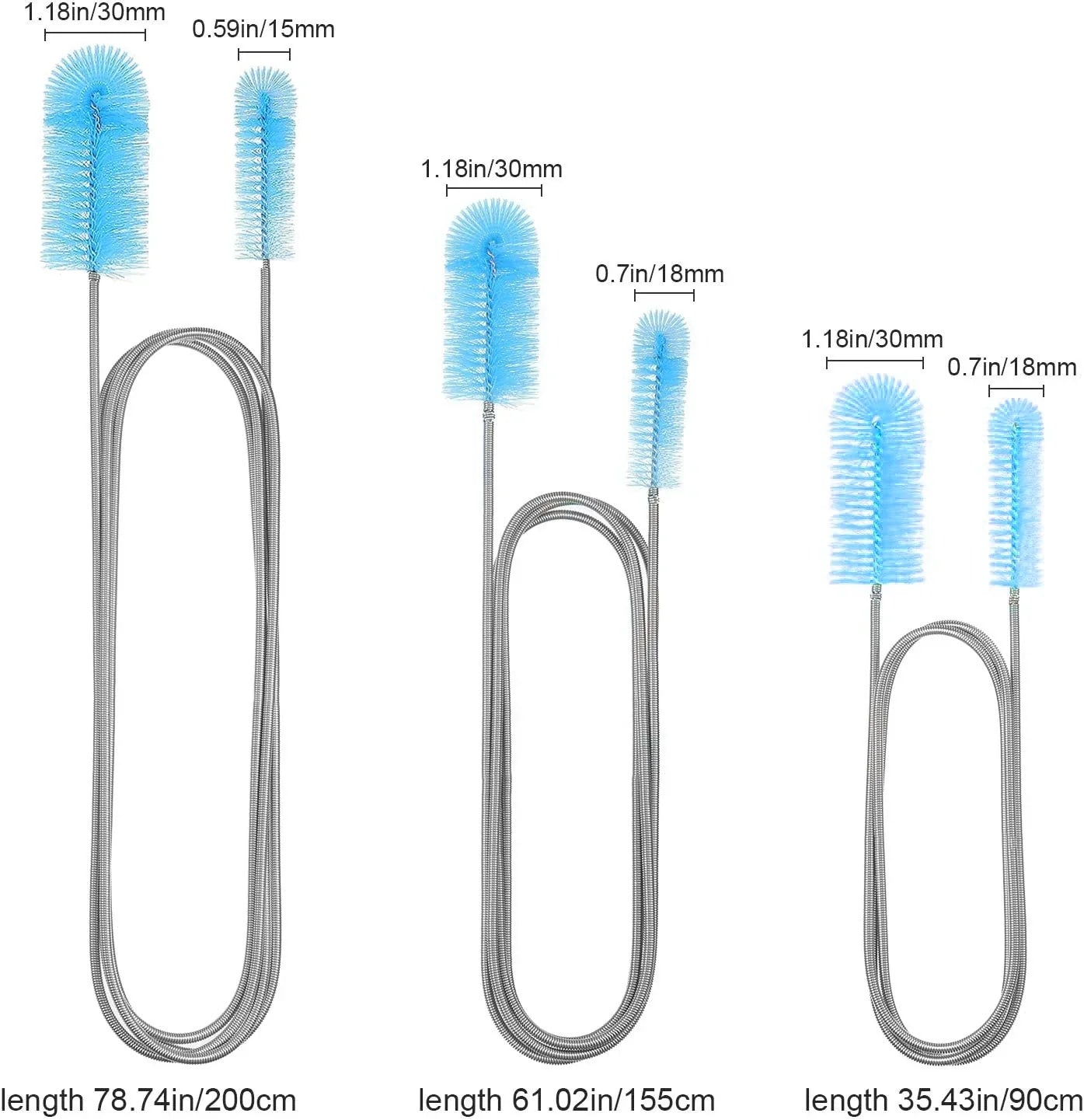 Aquarium Cleaning Brush for Water Filter Pump Lily Pipe Air Tube Hose Stainless Steel Fish Tank Brush Water Pump Accessories