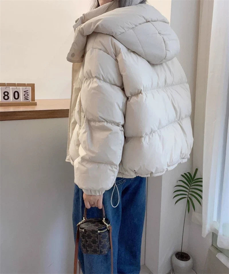2024 New Winter Jacket Women Puffer Warm Parkas Female Long Sleeve Casual Cotton Padded Jacket Hooded Snow Wear Coat Outwear