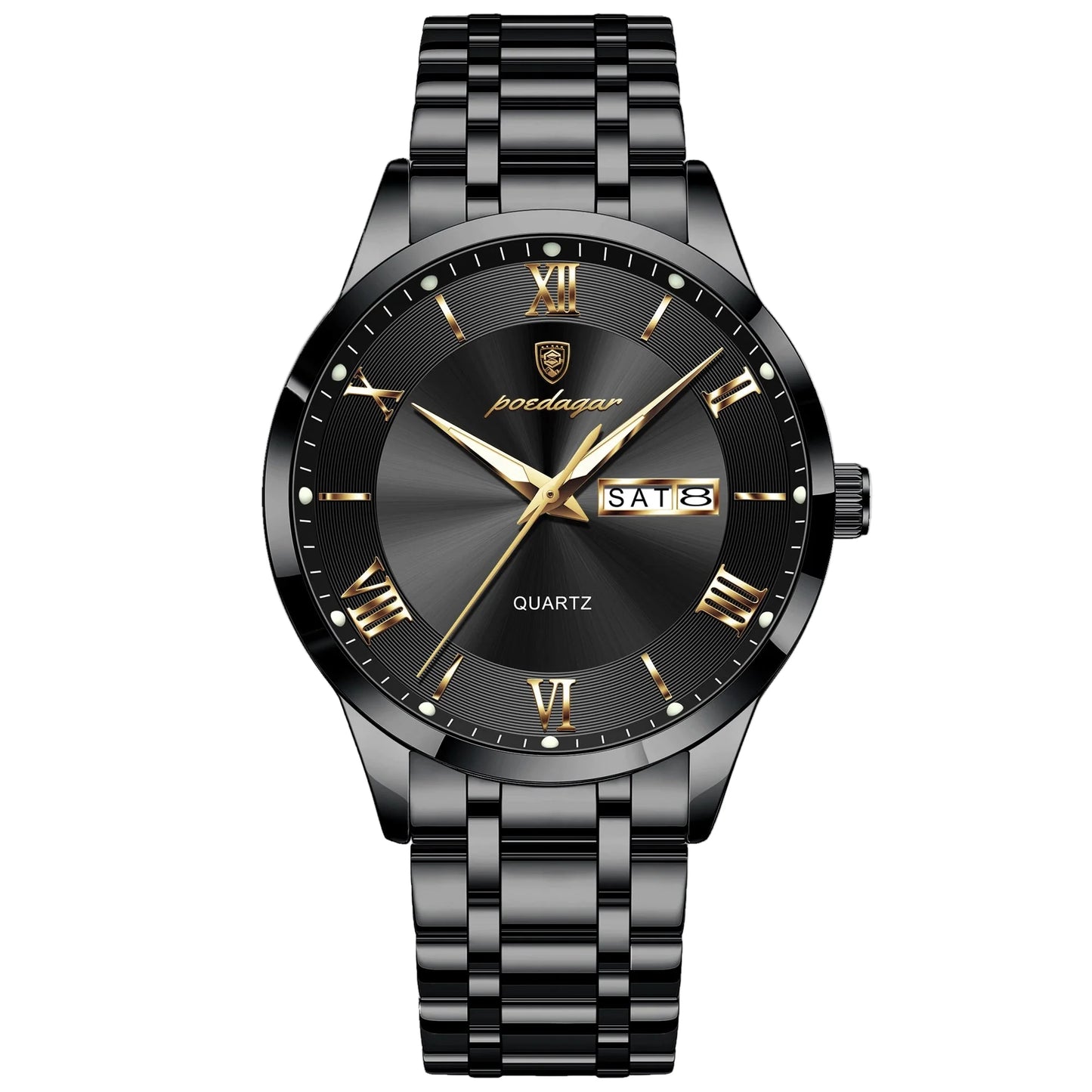Luxury Fashion Men Clock Waterproof Luminous Week Date Sports Man Wristwatch Stainless Steel Men's Quartz Watches Reloj
