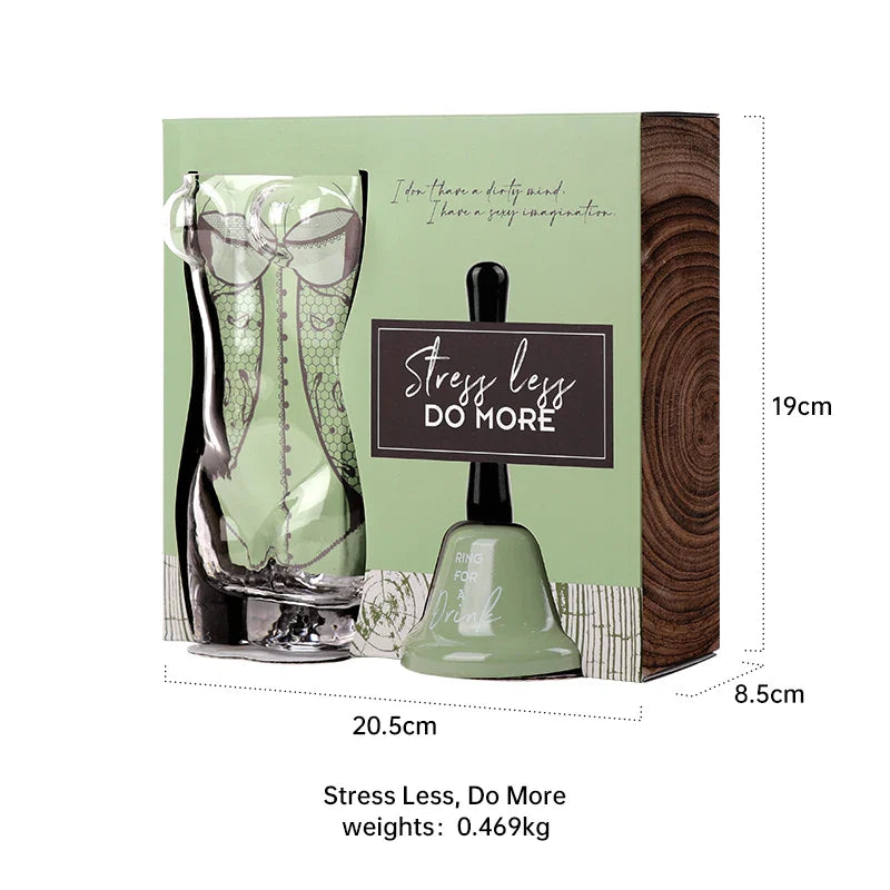 BespritGift Creative Glass Beer Mug 400ml Hand Bell Novelty Gift Set Humor Relax Design for Men & Beer Lovers Unique Drinkware