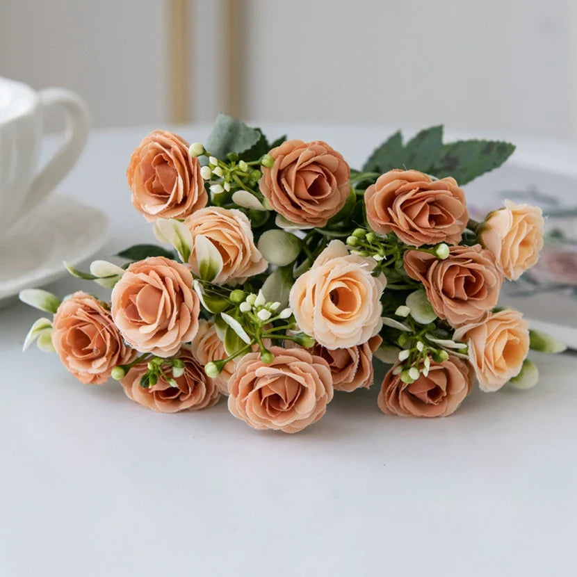 15 Head 5 Fork Silk Rose  Decoration