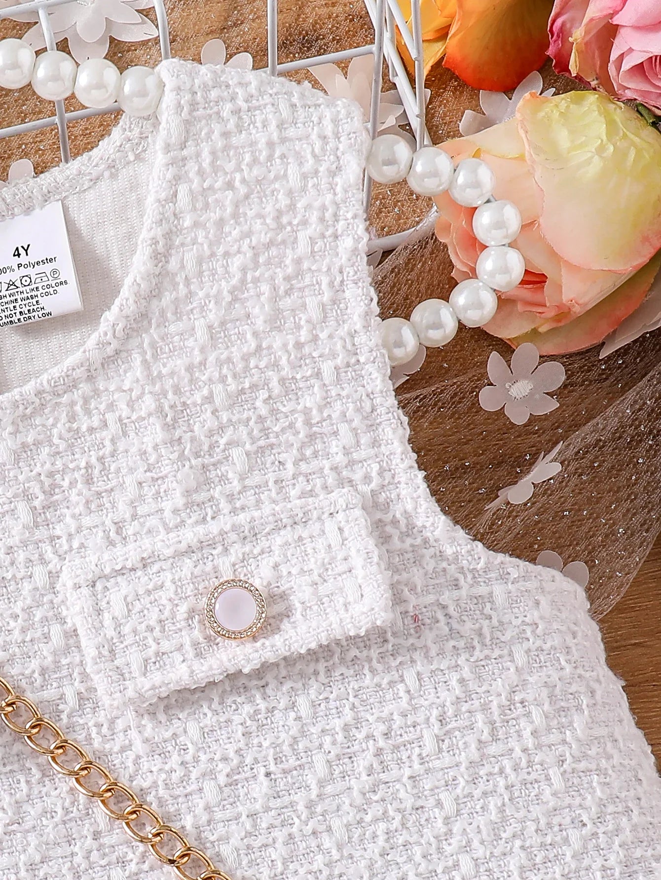 Girls' autumn fashion children's vest princess jumpsuit pleated skirt thin breathable baby dress