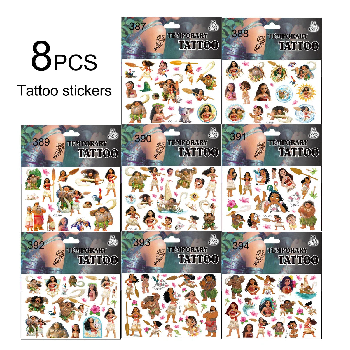 Moana Maui Simea Temporary Tattoo Stickers Party Favors Gifts Goodie Bag Fillers for Kids Birthday Party Supplies Baby Shower
