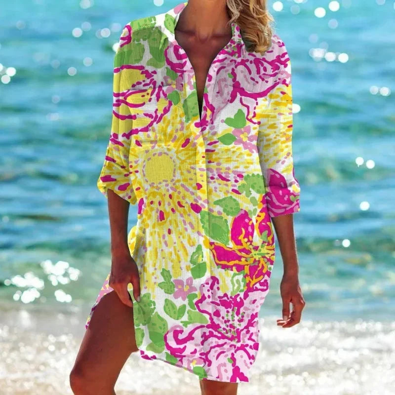 2.Boho Style Summer Cover-Up – Women's Tropical Print Beach Blouse Selection