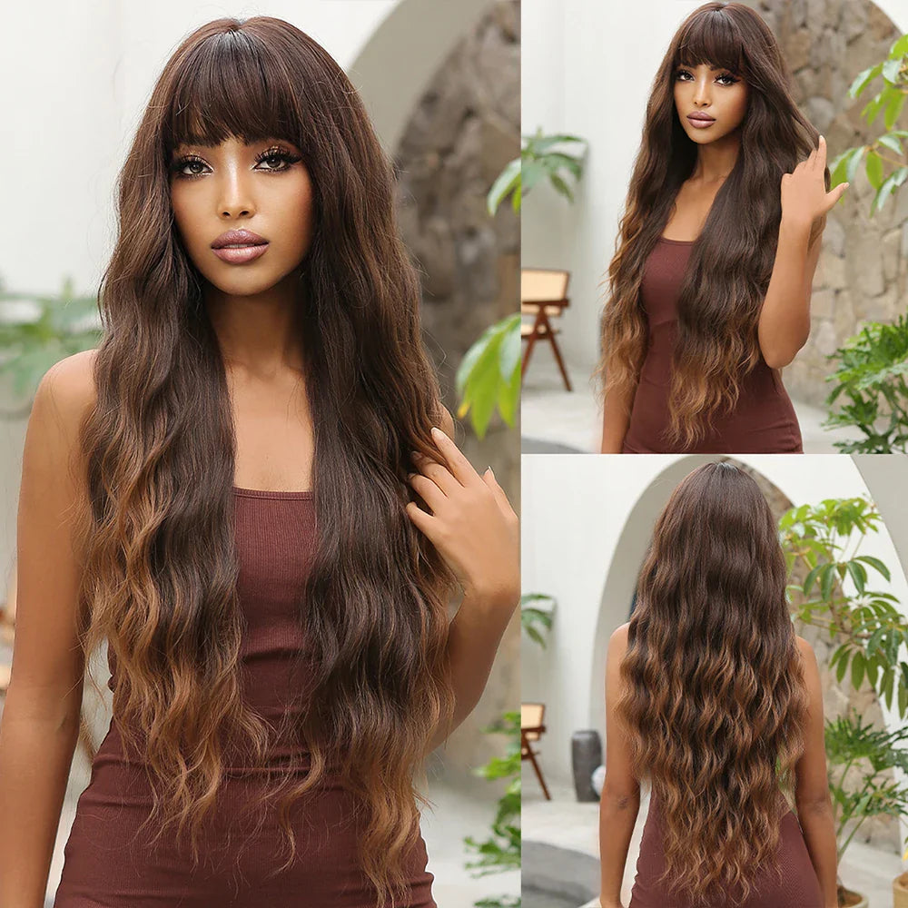 Long Black Green Mix Cospaly Wig Synthetic Hair High Quality Wig for Women Party Daily Use Heat Resistant Straight Natural Wigs