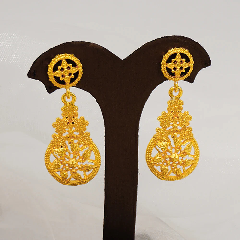 Indian Dubai Gold Color Jewelry Sets For Women Earring & Necklace Nigeria Moroccan Bridal Wedding Party Gifts