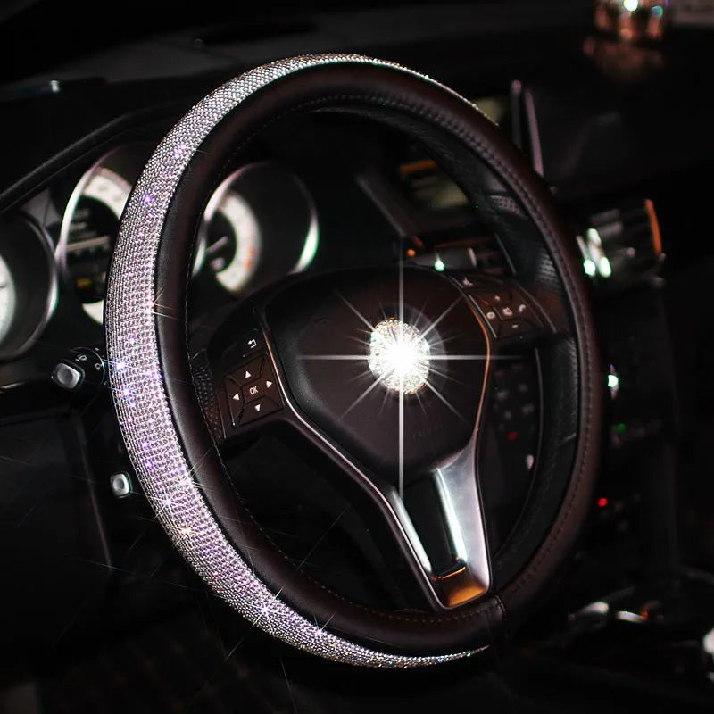 Crystal Car Steering Wheel Cover  PU Leather Auto Accessories Case Car Stylin