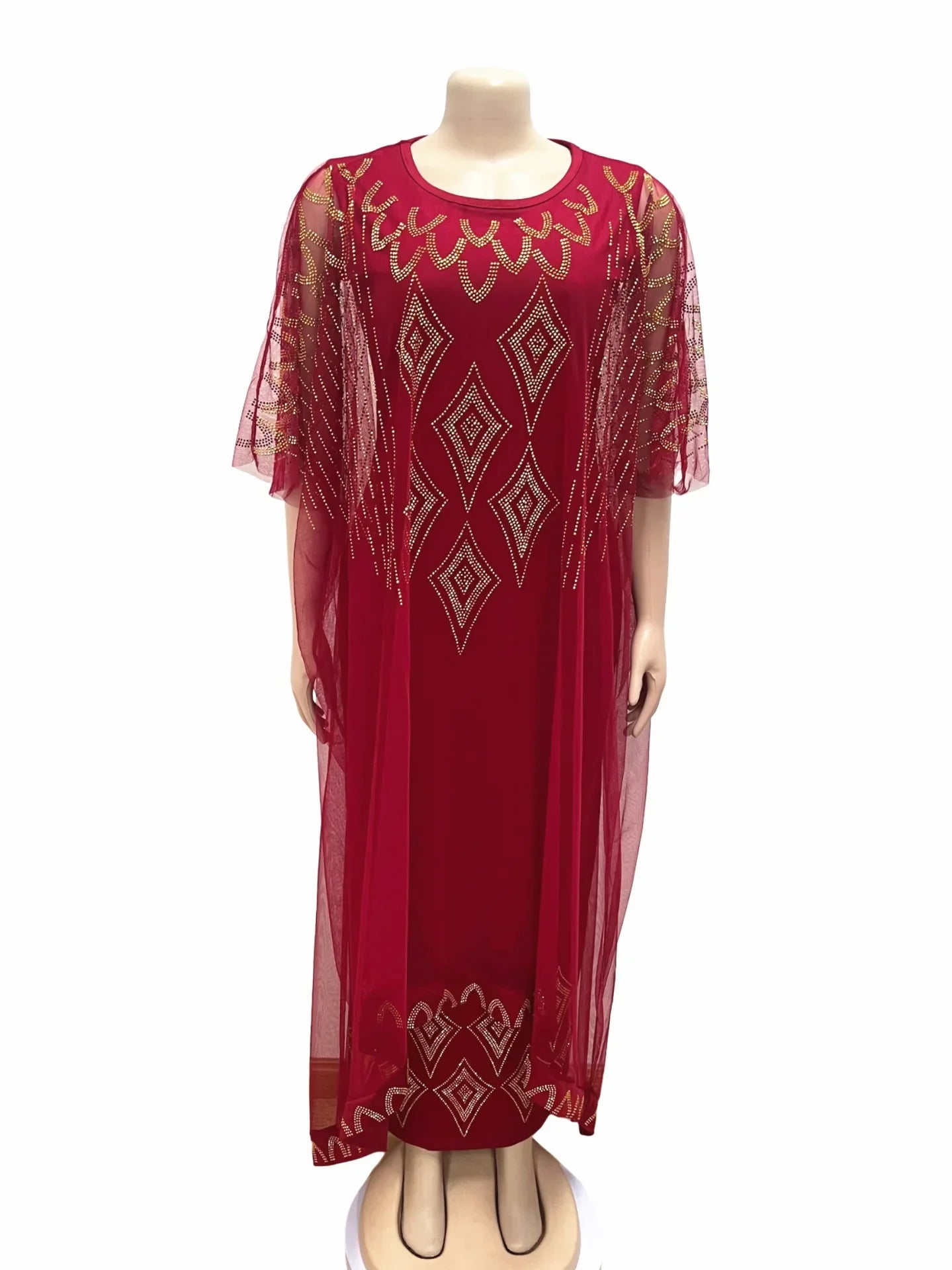 African Dresses For Women Short Sleeve Turkey Diamonds Evening Wedding Party Floor Length Dress Muslim Africa Clothes 2023