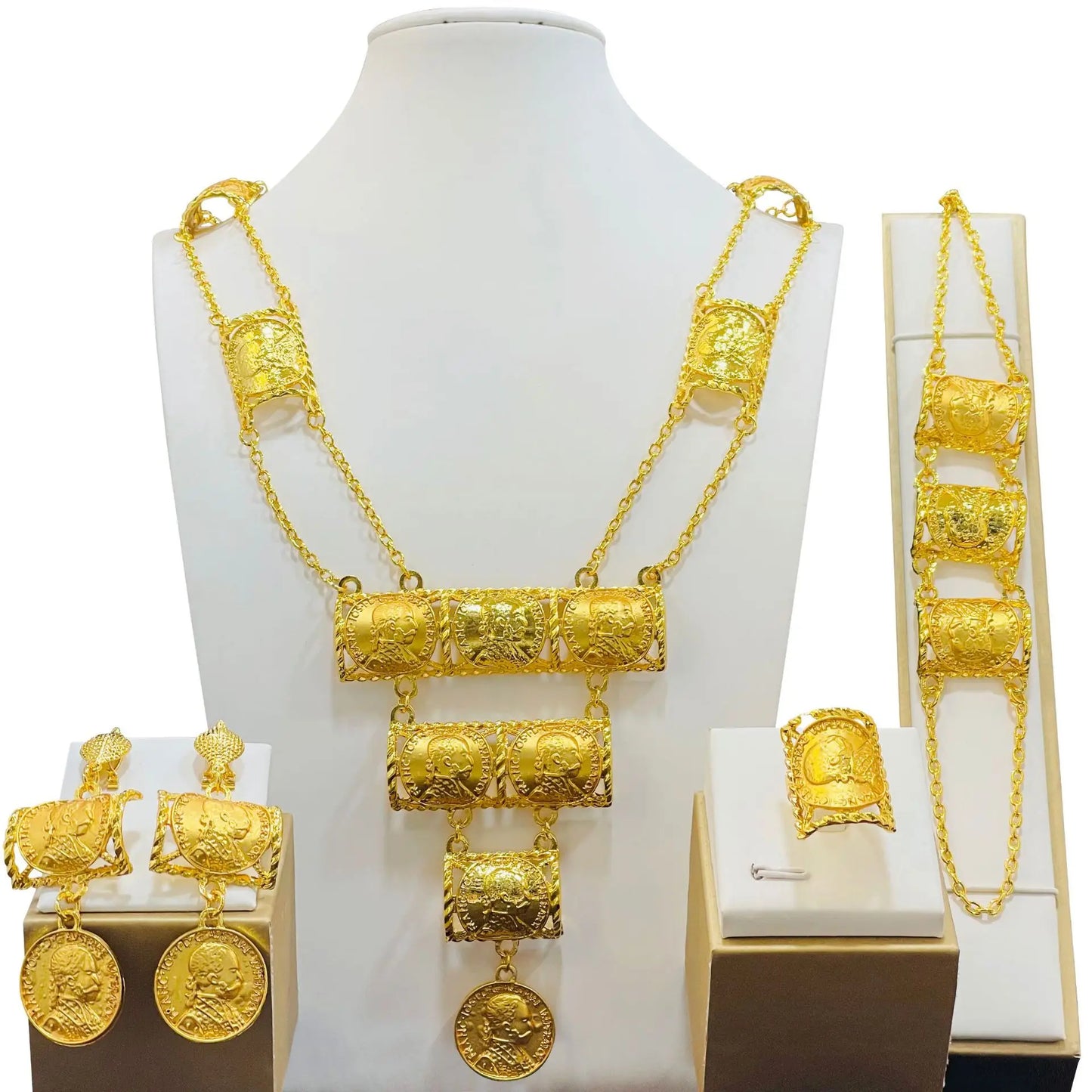Dubai Necklace Earrings For Women Wedding 24k Gold Plated African Jwellery Bridesmaid Party Gift  Bridal Dubai Jewelry Sets