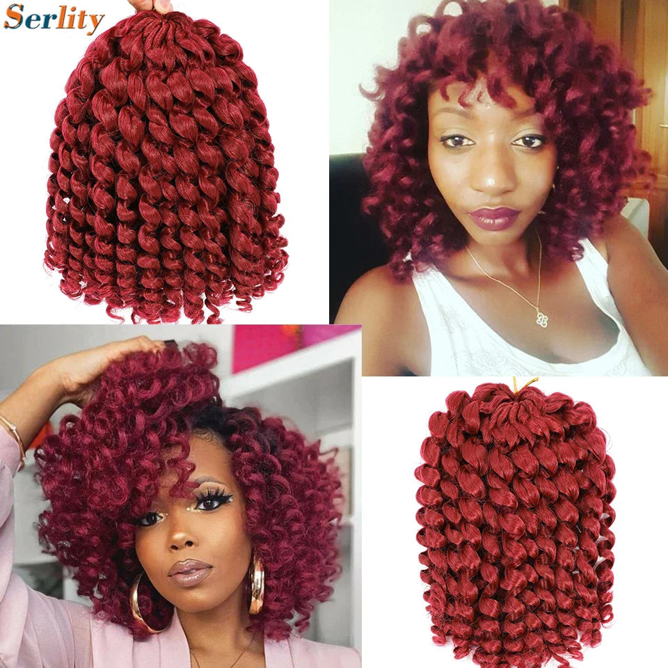 3 Packs Wand Curl Jamaican Bounce Crochet Hair 8inch T Purple 27 30 350 Bug Ombre Blonde Synthetic Jumpy Wand Curly Hair 60Roots
