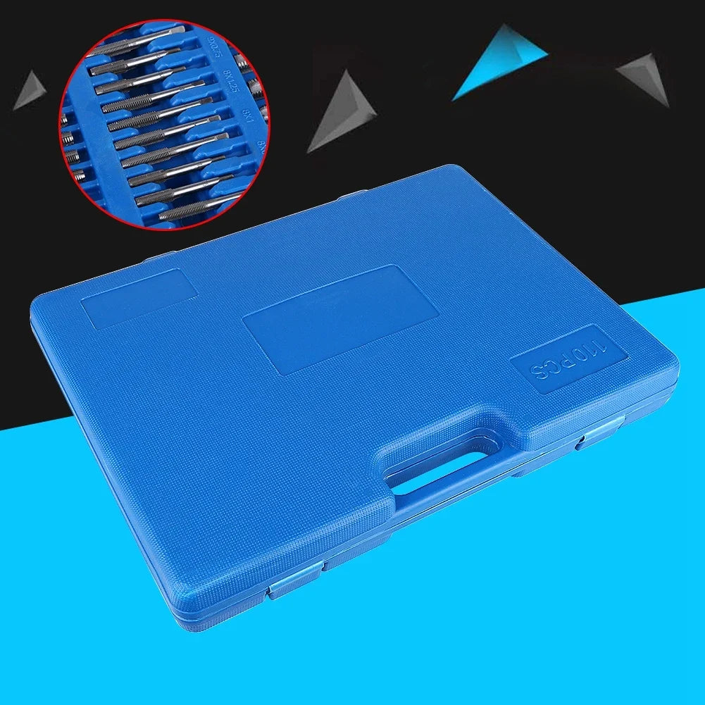 110pcs/set M2‑M18 Screw Nut Thread Taps Dies With Wrench Handle Heavy Duty Hand Tool Kit