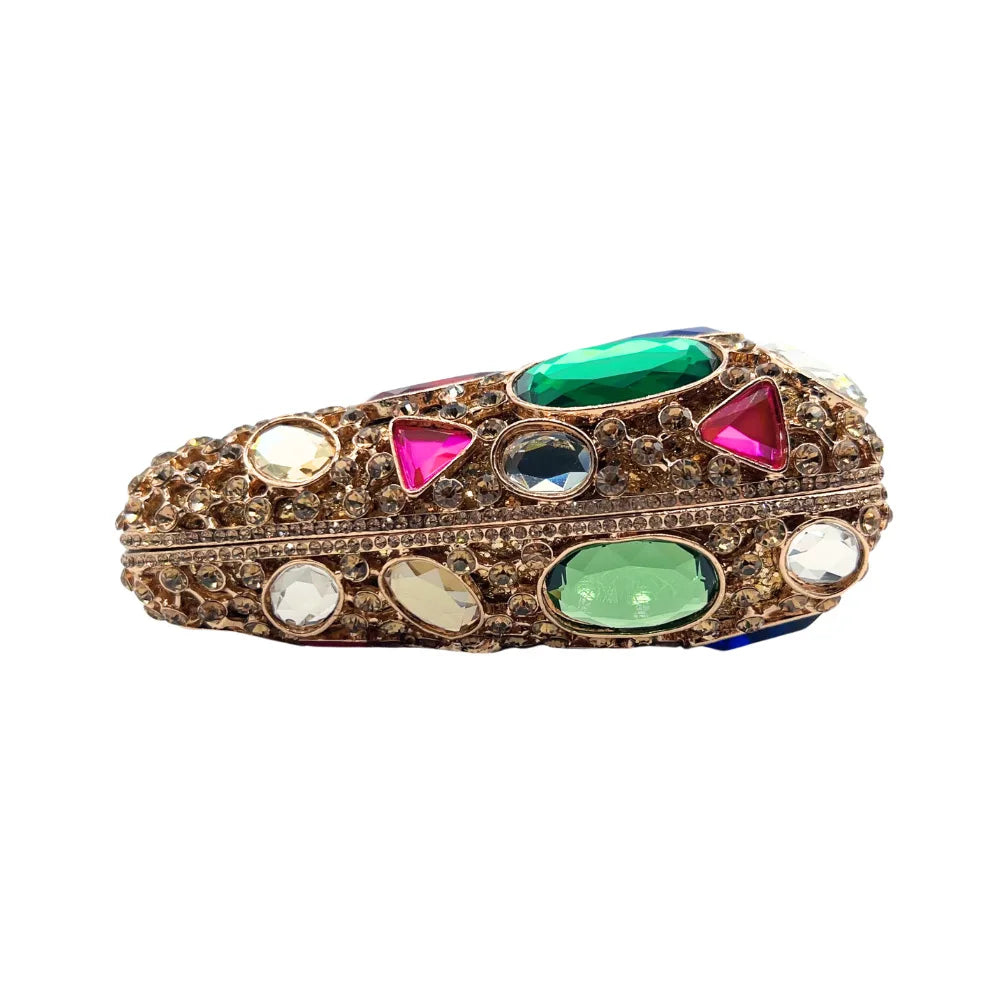 Women's Gold Crystal Clutch Purse