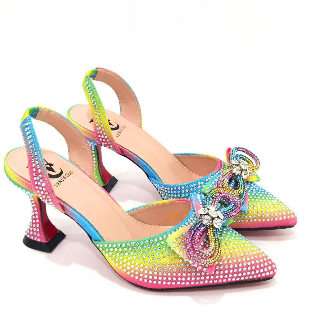 Women's High Heel Pointed Toe Sandals Party And Wedding Shoes and Bags Set