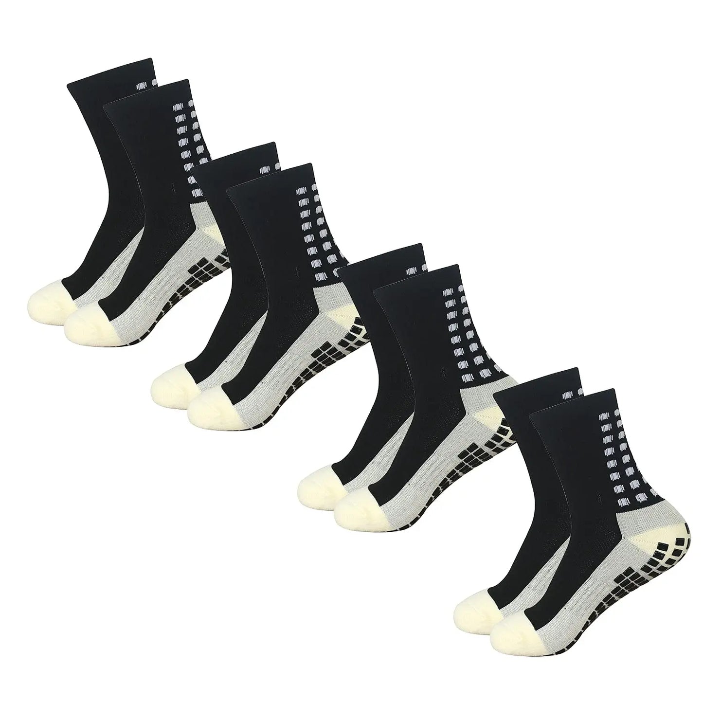 4 Pairs of Sports Socks Football Socks Men's Mid-calf Socks Breathable Silicone Anti-slip Dot Socks Basketball Yoga Socks
