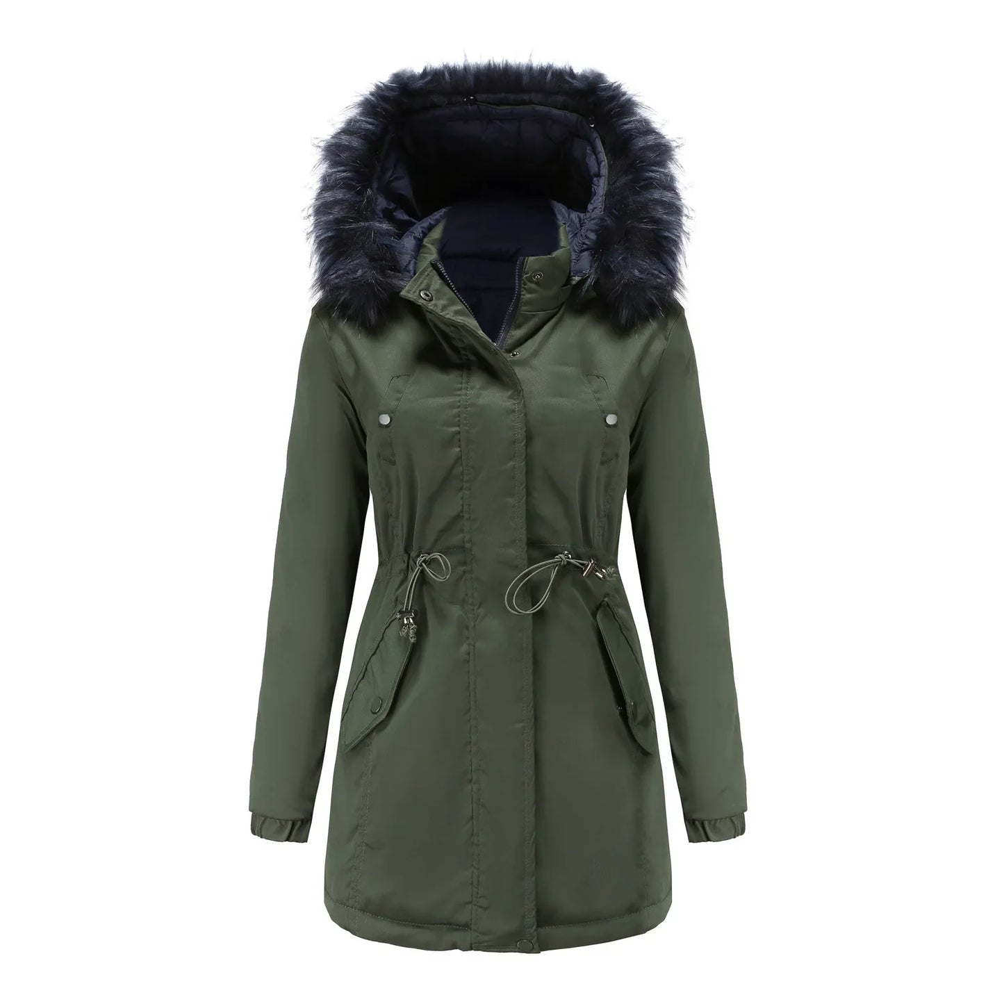 Double Sided Women's winter Thick Detachable Zipper Parka Jacket