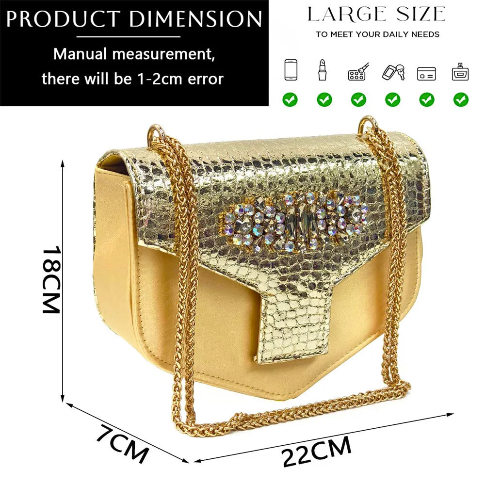 Women's Open Toe Heels Fashionable Rhinestone Decoration Shoe and Bag Set