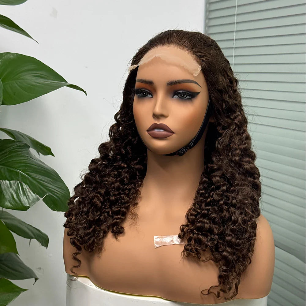 5x5 Lace 300% Density Burmese Deep Curly Hair Ombre Double Drawn Human Wig Transparent Lace Front