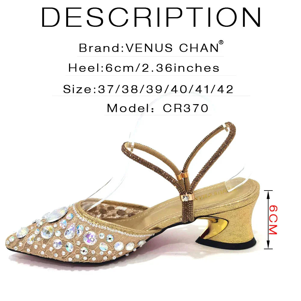 Venus Chan 2023 Newest INS Style Lace Elegant High Heels Pointed-Toe Nigeria Popular Design African Ladies Shoes And Bag Set